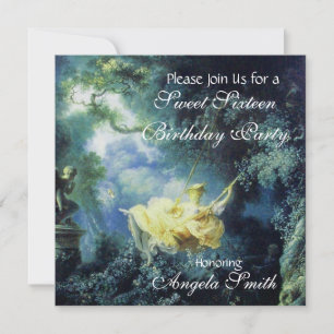 THE SWING ,SWEET SIXTEEN PARTY Blue Yellow Invitation