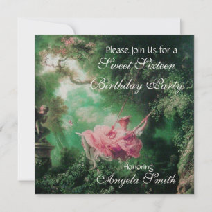 THE SWING ,SWEET SIXTEEN PARTY Fuchsia Champagne Invitation