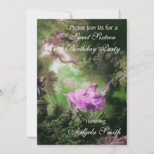 THE SWING  ,SWEET SIXTEEN PARTY Violet Purple Invitation