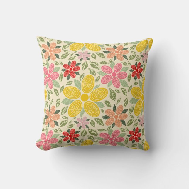 The Swirl Garden Throw Pillow (Front)