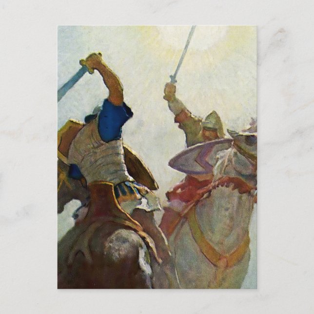 “The Sword Battle Was Fierce” by NC Wyeth Postcard (Front)