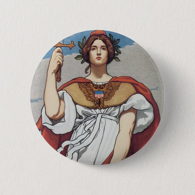 The Sword is Drawn, The Navy Upholds It 6 Cm Round Badge (Front)