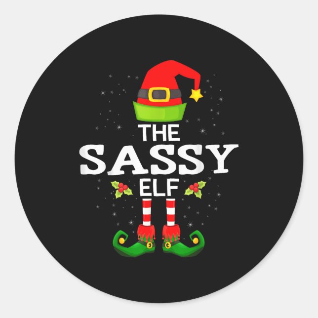 The Sy Elf Christmas Family Matching Pajama  Classic Round Sticker (Front)