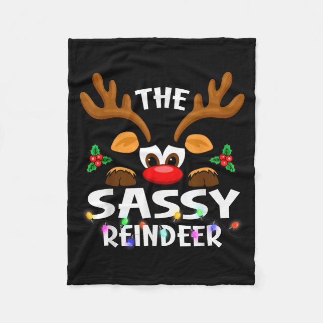 The Sy Reindeer Christmas Men Women  Fleece Blanket (Front)