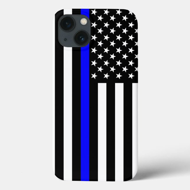 The Symbolic Thin Blue Line American Flag Case-Mate iPhone Case (Back)