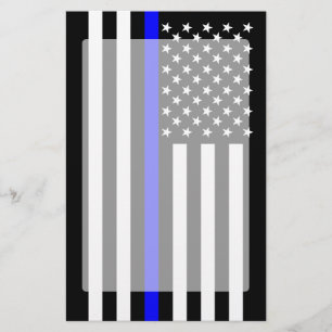 The Symbolic Thin Blue Line American Flag Stationery