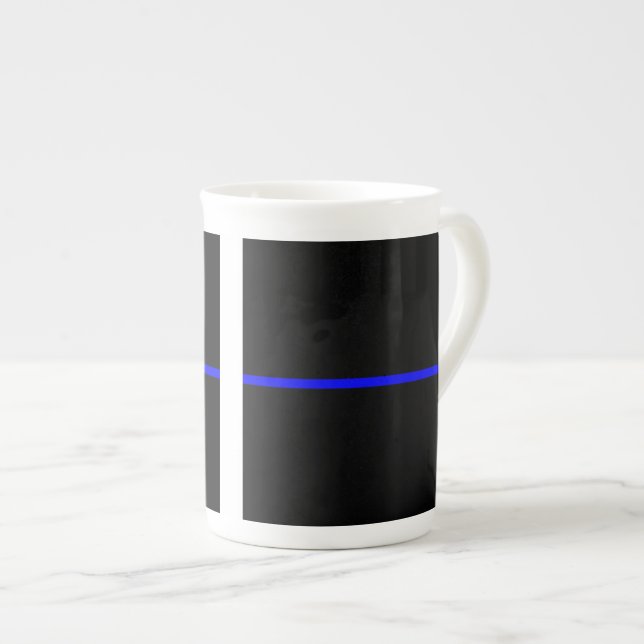 The Symbolic Thin Blue Line Graphic Bone China Mug (Front Right)