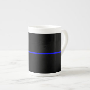 The Symbolic Thin Blue Line Graphic Bone China Mug