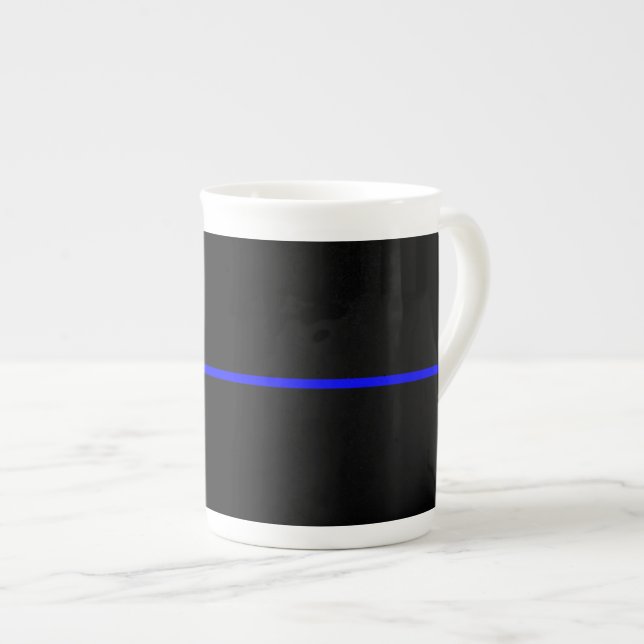 The Symbolic Thin Blue Line Graphic Bone China Mug (Front Right)