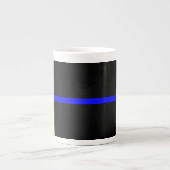 The Symbolic Thin Blue Line Graphic Bone China Mug (Front)
