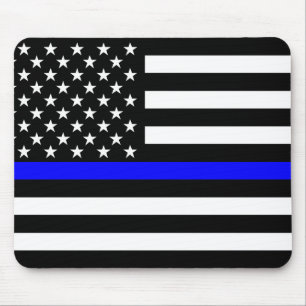 The Symbolic Thin Blue Line Graphic US Flag Mouse Mat
