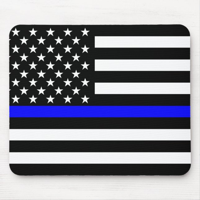 The Symbolic Thin Blue Line Graphic US Flag Mouse Mat (Front)