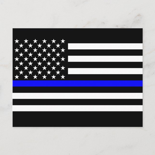 The Symbolic Thin Blue Line Graphic US Flag Postcard (Front)