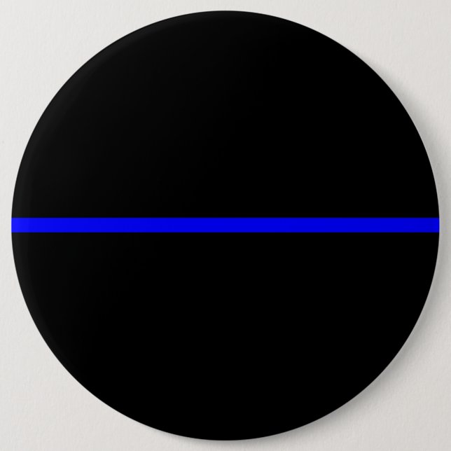 The Symbolic Thin Blue Line Horizontal Black 6 Cm Round Badge (Front)