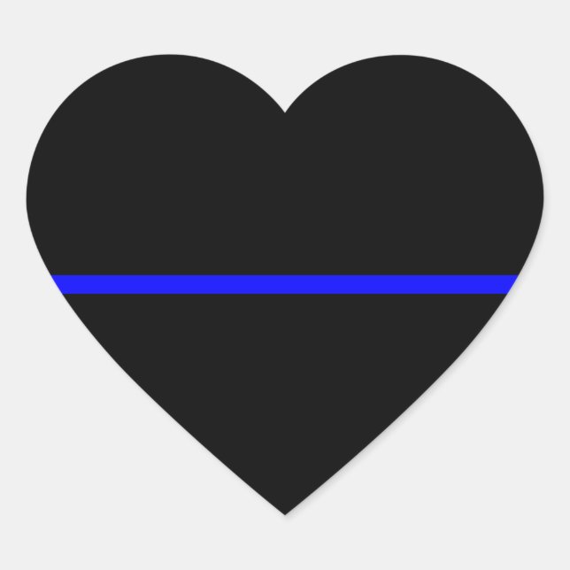 The Symbolic Thin Blue Line Horizontal Black Heart Sticker (Front)