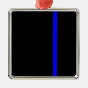 The Symbolic Thin Blue Line on a black decor Metal Tree Decoration