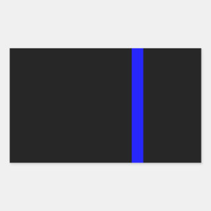 The Symbolic Thin Blue Line on a black decor Rectangular Sticker
