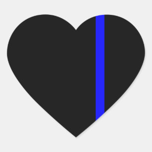 The Symbolic Thin Blue Line on Black Heart Sticker