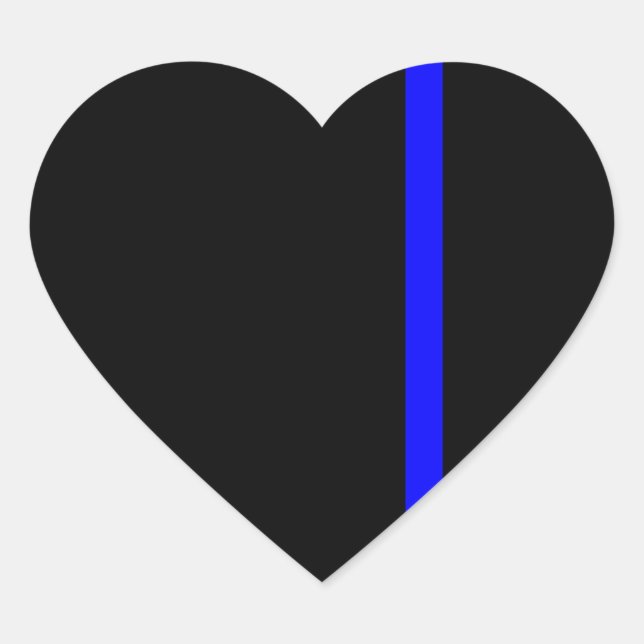 The Symbolic Thin Blue Line on Black Heart Sticker (Front)