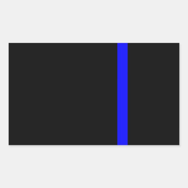 The Symbolic Thin Blue Line on Black Rectangular Sticker (Front)