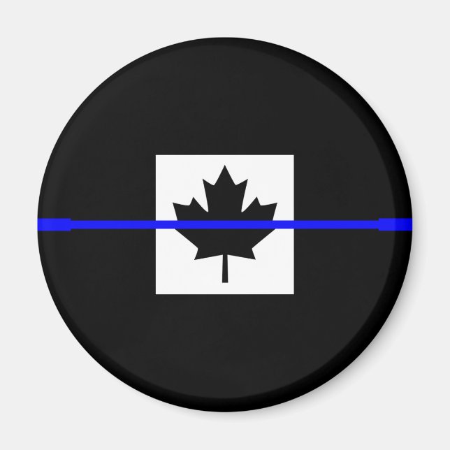 The Symbolic Thin Blue Line on Canadian Flag Magnet (Front)