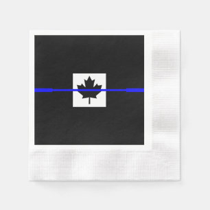 The Symbolic Thin Blue Line on Canadian Flag Napkin