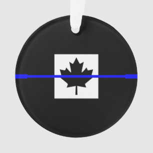 The Symbolic Thin Blue Line on Canadian Maple Leaf Ornament