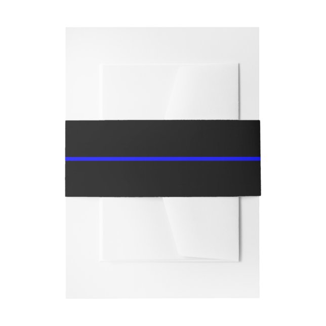 The Symbolic Thin Blue Line on Solid Black Invitation Belly Band (Front Example)