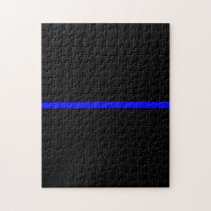 The Symbolic Thin Blue Line on Solid Black Jigsaw Puzzle