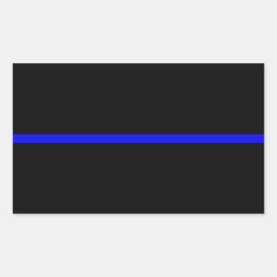 The Symbolic Thin Blue Line on Solid Black Rectangular Sticker