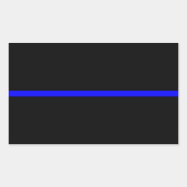 The Symbolic Thin Blue Line on Solid Black Rectangular Sticker (Front)