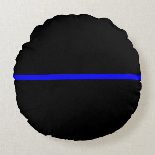 The Symbolic Thin Blue Line Statement Round Cushion (Front)