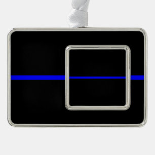 The Symbolic Thin Blue Line Statement Silver Plated Framed Ornament