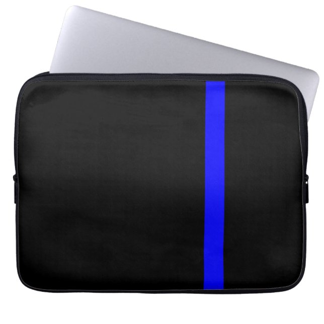 The Symbolic Thin Blue Line Vertical Black Laptop Sleeve (Front)