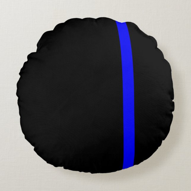 The Symbolic Thin Blue Line Vertical Round Cushion (Front)