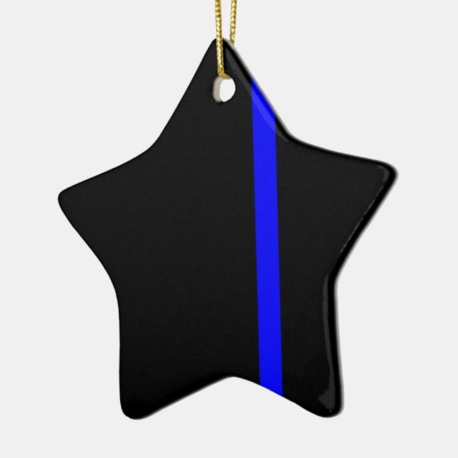 The Symbolic Thin Blue Line Vertical Style Ceramic Tree Decoration (Left)