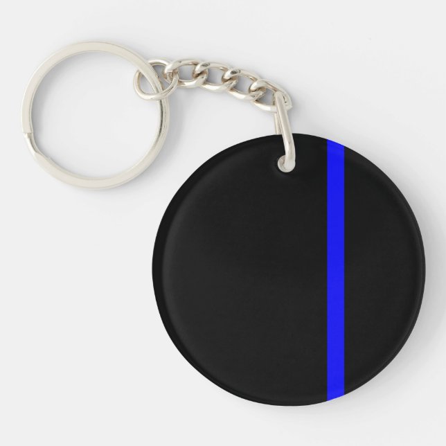 The Symbolic Thin Blue Line Vertical Style Key Ring (Front)