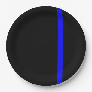 The Symbolic Thin Blue Line Vertical Style Paper Plate