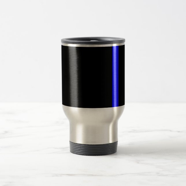 The Symbolic Thin Blue Line Vertical Travel Mug (Center)