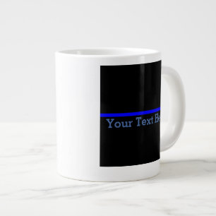 The Symbolic Thin Blue Line Your Text on Black Large Coffee Mug