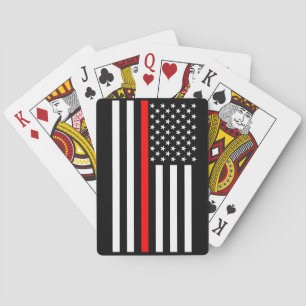 The Symbolic Thin Red Line American Flag Playing Cards