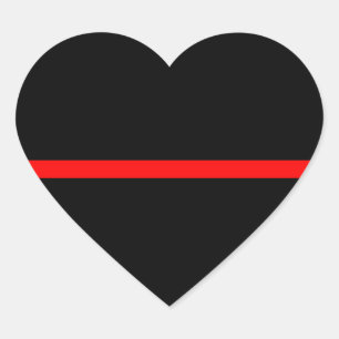 The Symbolic Thin Red Line Decor on a Heart Sticker
