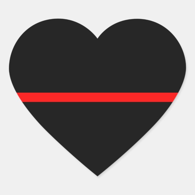The Symbolic Thin Red Line Horizontal Black Heart Sticker (Front)