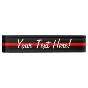 The Symbolic Thin Red Line Horizontal Black Nameplate