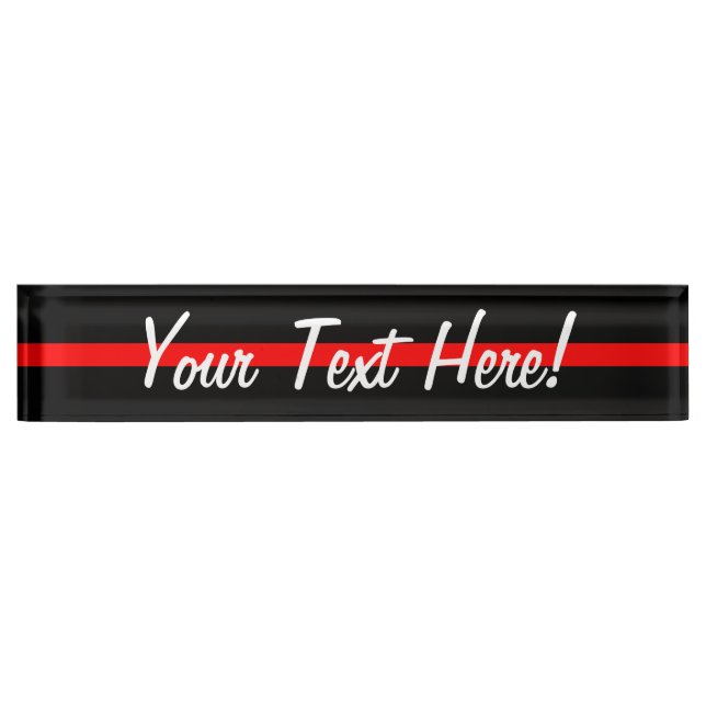 The Symbolic Thin Red Line Horizontal Black Nameplate (Front)