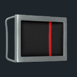 The Symbolic Thin Red Line on a black decor Belt Buckle<br><div class="desc">The symbolic Thin Red Line as a show of support to firefighters and a gift idea for award,  graduation,  memorial,  and remembrance occasions. Use the "Contact this Designer" link to contact us with your special design requests or for some assistance with any of your customisation needs.</div>