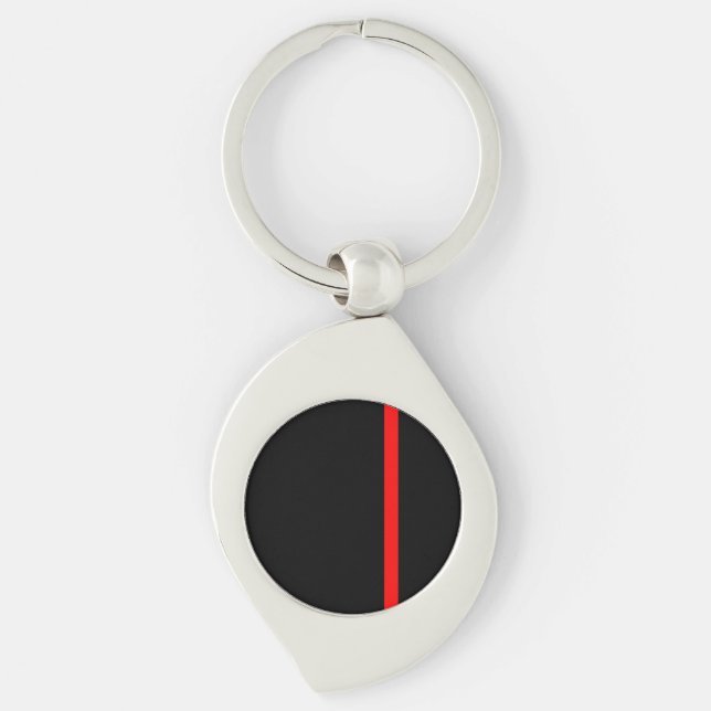 The Symbolic Thin Red Line on a black decor Key Ring (Front)