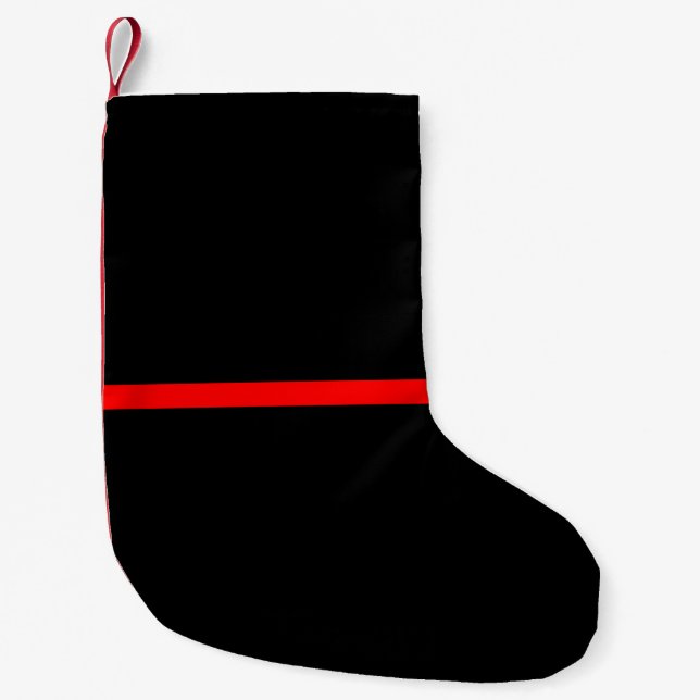 The Symbolic Thin Red Line on Solid Black Small Christmas Stocking (Front)