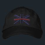 The Symbolic Thin Red Line on UK Flag Embroidered Hat<br><div class="desc">The symbolic Thin Red Line on a Union Jack Flag embroidery. A great embroidered hat gift idea for memorial and remembrance occasions. Embroidery designs are available in a selection of popular colour options. Use the "Ask this Designer" link to contact us with your special design requests or for some assistance...</div>