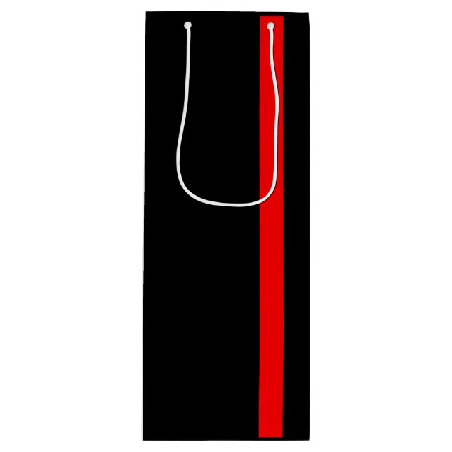 The Symbolic Thin Red Line Vertical on a Wine Gift Bag (Front)